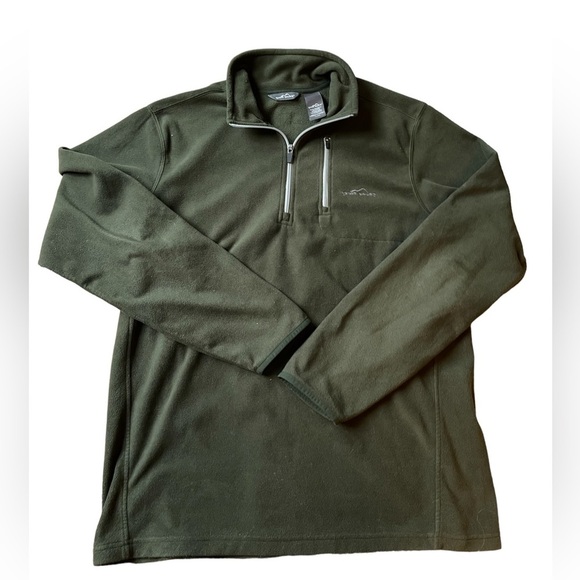 Eddie Bauer 1/4 Zip Up Collar Green Fleece Sweater Size: TL‎ - Picture 1 of 9